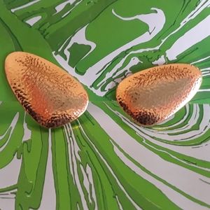 Monet gold-tone textured 50s shape clip earrings